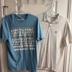 Guess Light Blue Tee and Guess White Polo bundle